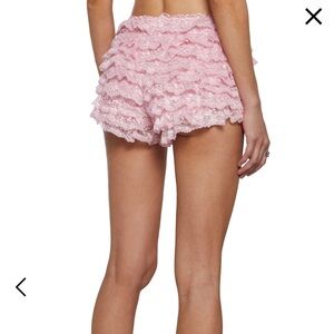 DOLLS KILL SIZE XS - SASSY EVER AFTER RUFFLE SHORTS - Pink Ruffled Lace Shorts
